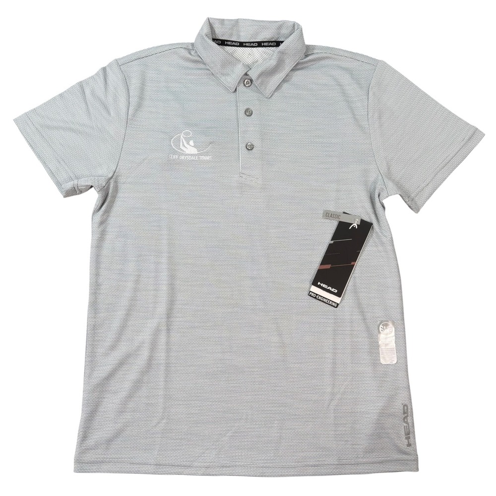 HEAD Men Skill Polo Sleet Heather Cliff Drysdale Tennis Performance Shirt Size S